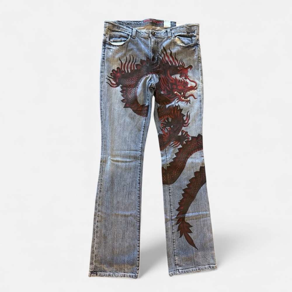 Y2K Dragon Graphic Jeans Deadstock Made in USA Size 31